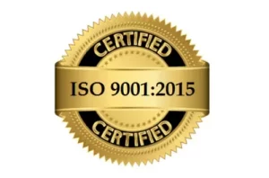 Official ISO 9001:2015 Certification seal for Eeco Portable Solution Private Limited, ensuring world-class quality management in portable cabin manufacturing.